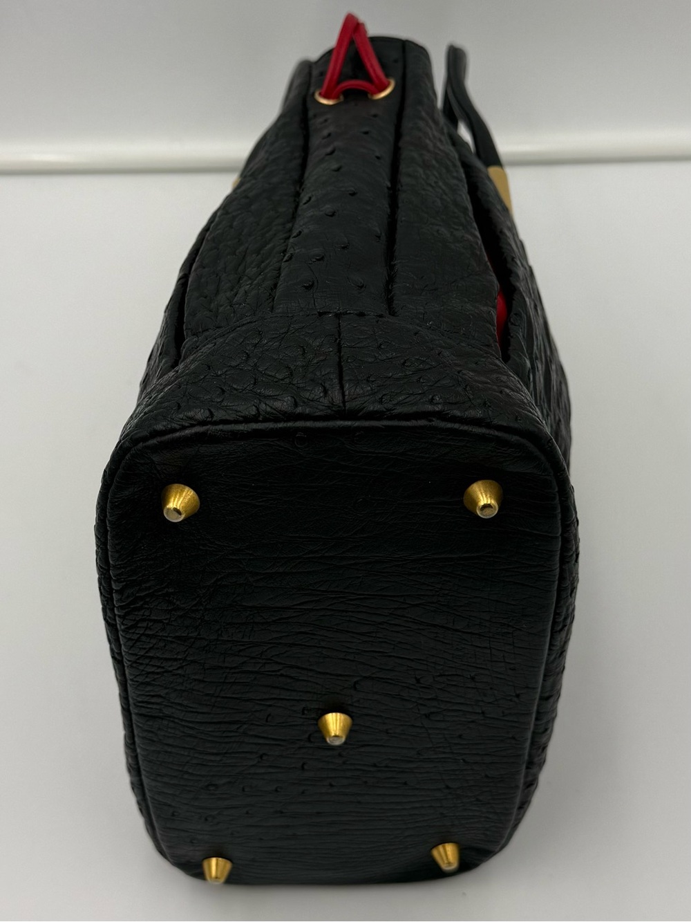 SANPŌ • Black & Red Exotic Genuine OSTRICH Bucket Bag w/ Pouch • Made in JAPAN - Picture 10 of 16